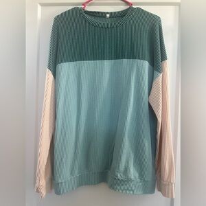 Colorblock Long Sleeve Waffle Knit Sweater